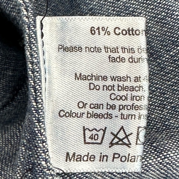 Eskandar Sleeveless Chambray Shirt Dress Front Patch Pockets Size 0 = US 4/6 - Picture 5 of 5